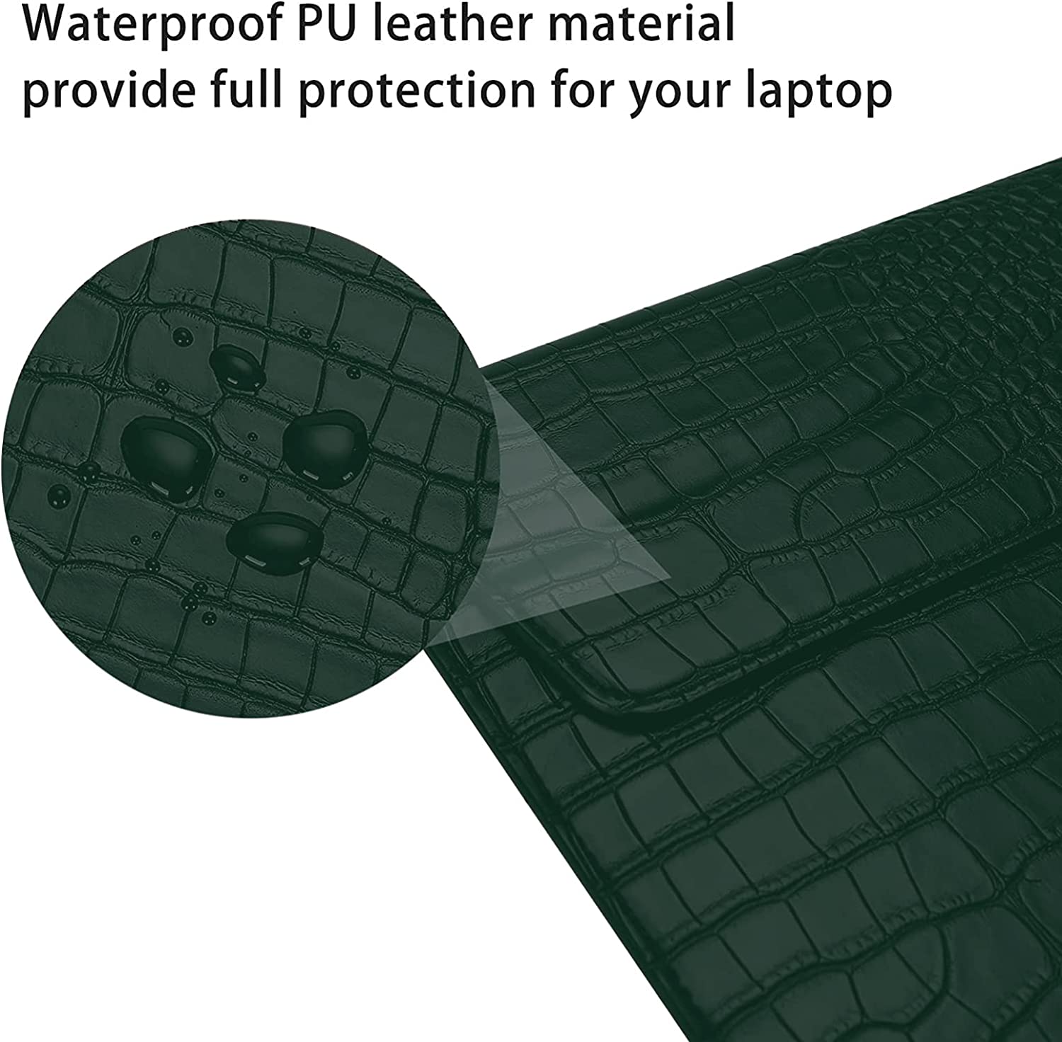 Green Faux Crocodile Laptop Sleeve Case