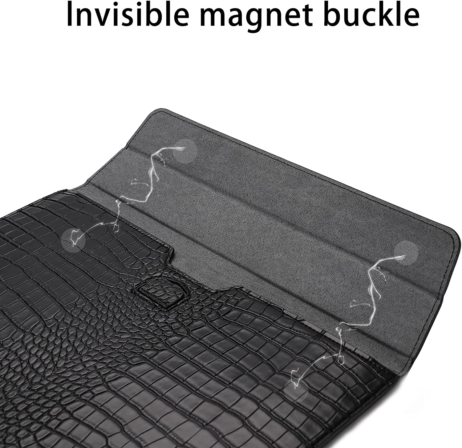 Black Faux Crocodile Laptop Sleeve Case