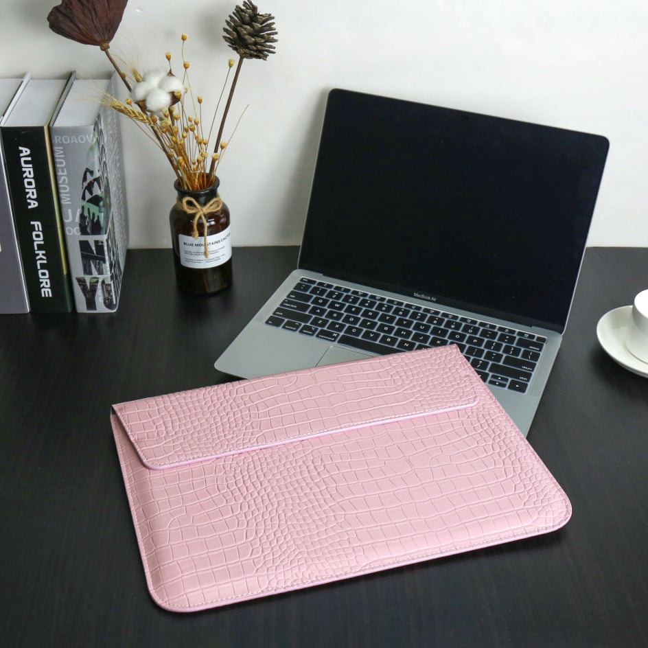 Pink Faux Crocodile Laptop Sleeve Case