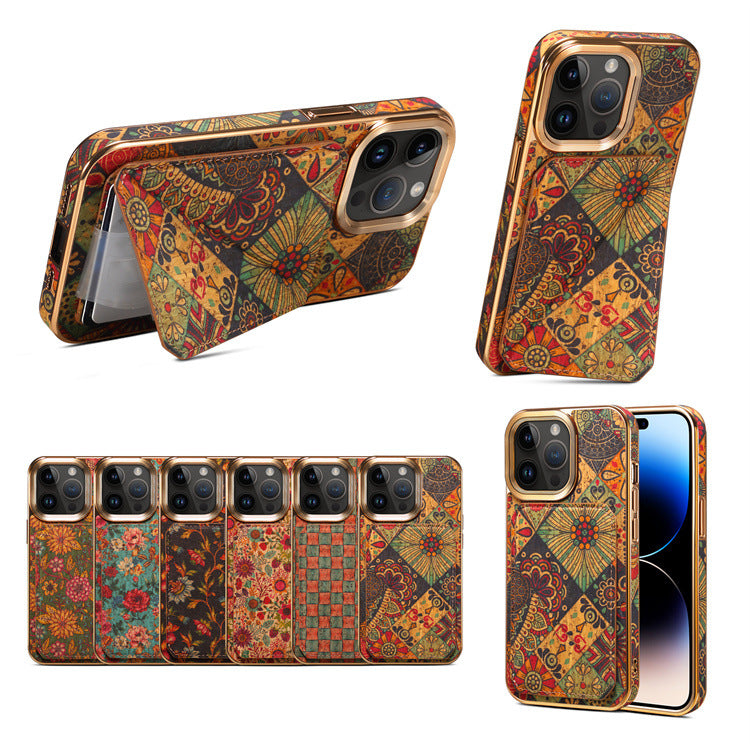 Retro Flower Series Iphone Wallet Case With Card Holder