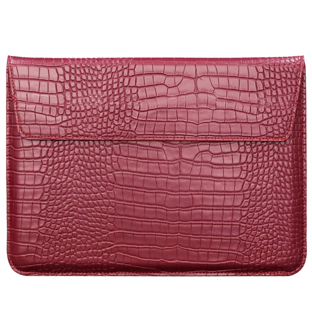 Red Faux Crocodile Laptop Sleeve Case