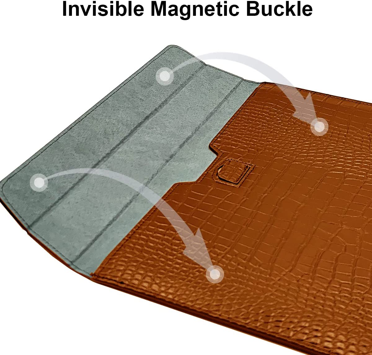 Brown Faux Crocodile Laptop Sleeve Case