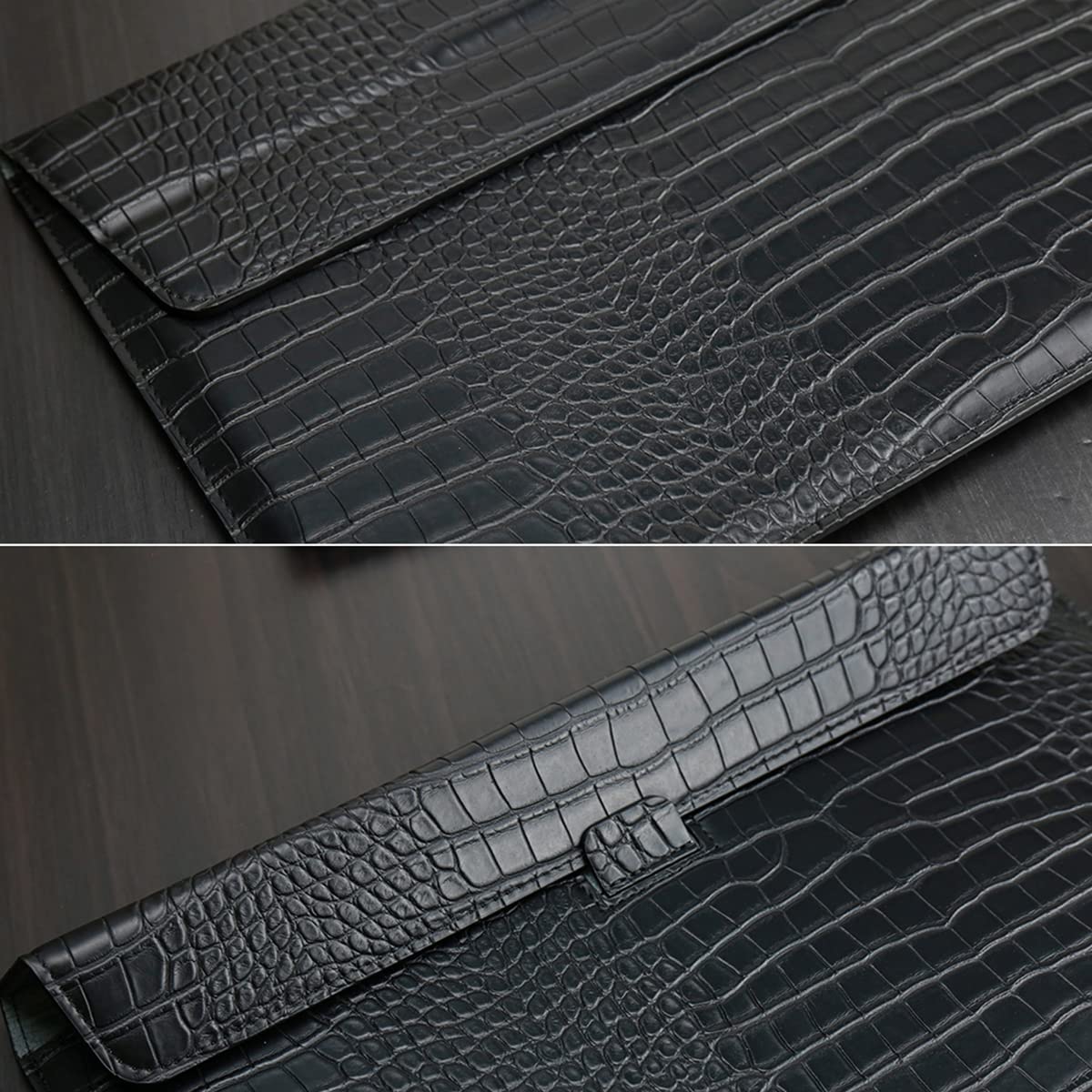 Black Faux Crocodile Laptop Sleeve Case